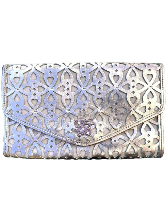 Ted Baker Handbags - Ted Baker Pink Leather Envelope Clutch Rose Gold Hardware French Bulldog Lining